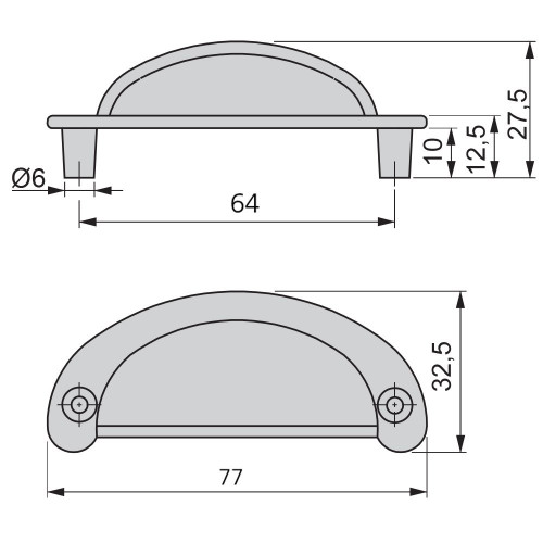 Lot de 20 poignées Marrakech en zamak finition bronze avec entraxe 64 mm - EMUCA