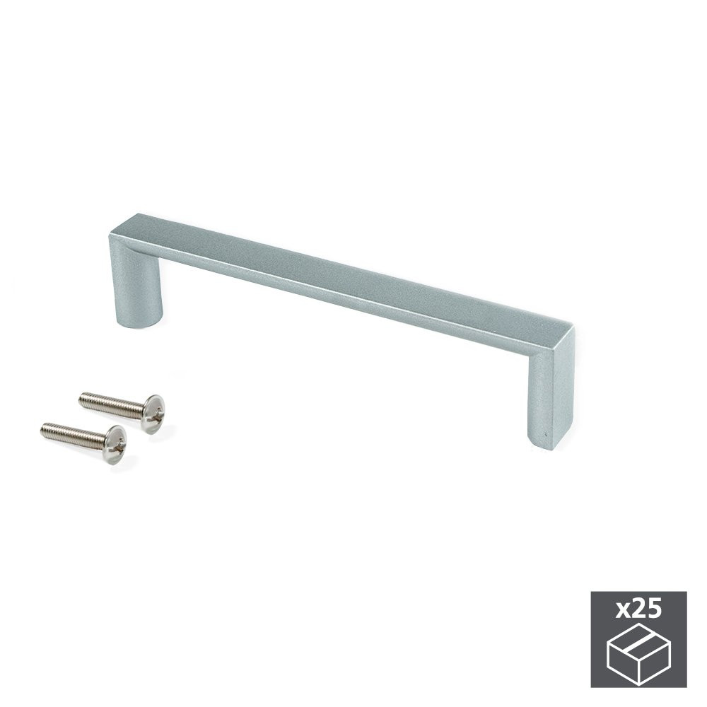 Lot de 25 poignées Fuji en zamak finition gris métallisé avec entraxe 96 mm