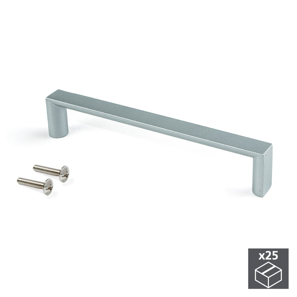 Lot de 25 poignées Fuji en zamak finition gris métallisé avec entraxe 128 mm