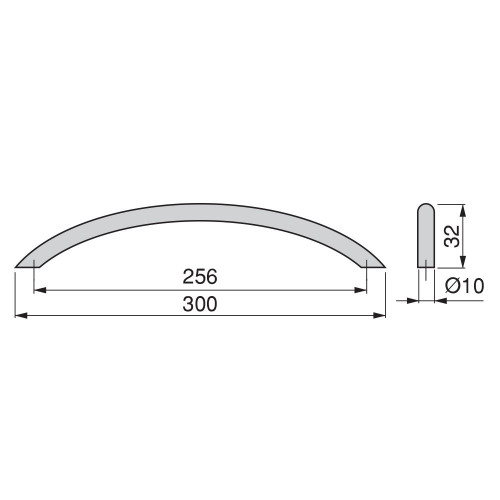 Lote de 20 poignées pour meuble Porto D. 10 mm en acier finition nickel satiné avec entraxe 256 mm - EMUCA