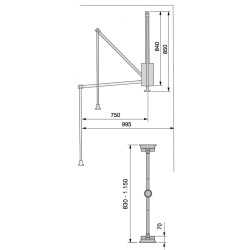 Penderie rabattable pour armoire Hang largeur réglable 830-1.150 mm finition couleur moka - EMUCA