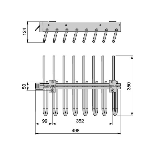 Porte-pantalons extractible Keeper pour montage côté gauche finition gris métallisé - EMUCA