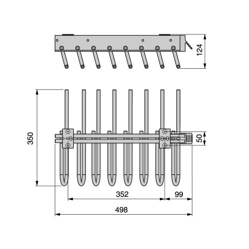 Porte-pantalons extractible Keeper pour montage côté droit finition gris métallisé - EMUCA