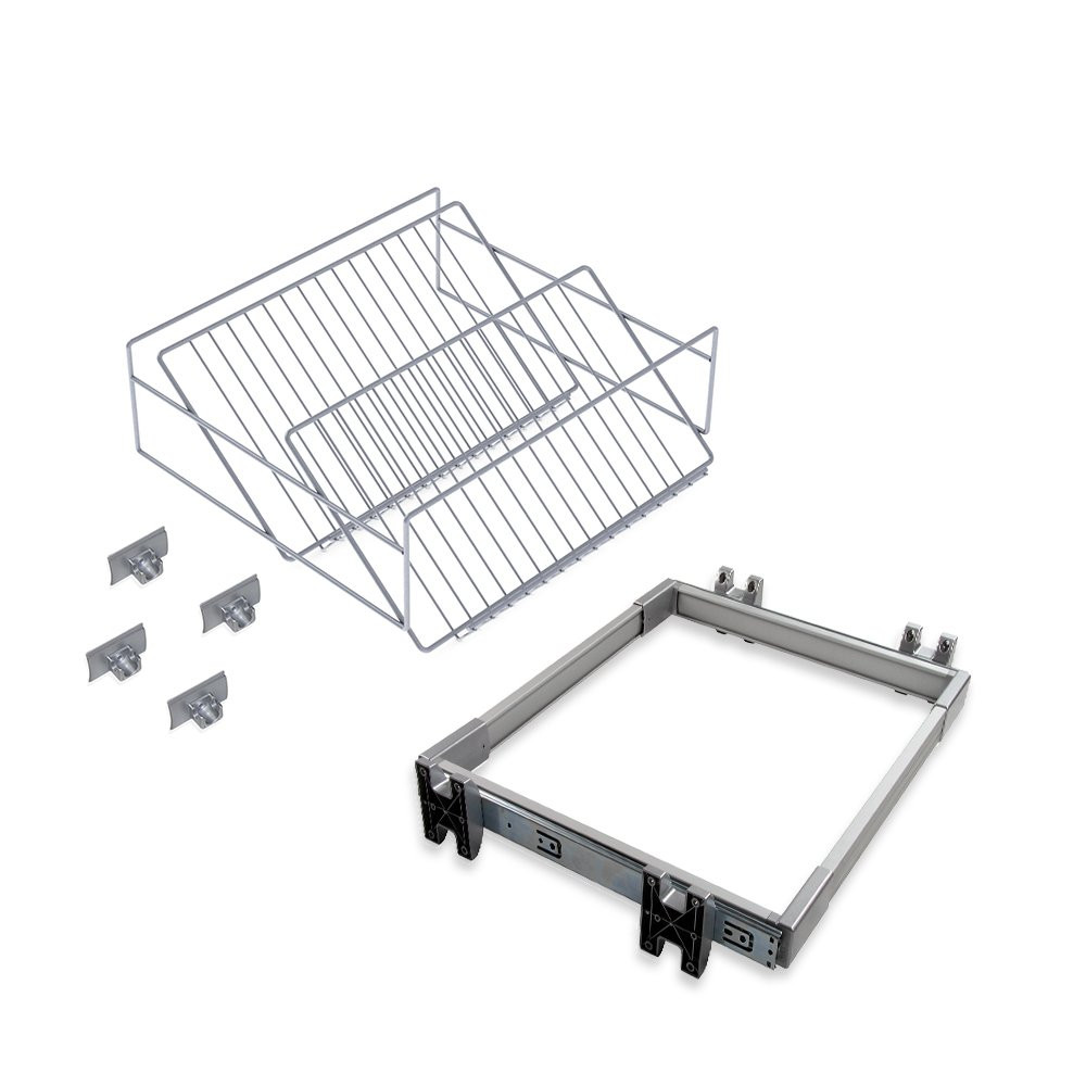 Kit de coulisses et range-chaussures auxiliaire Keeper pour module 600 mm finition anodisé mat