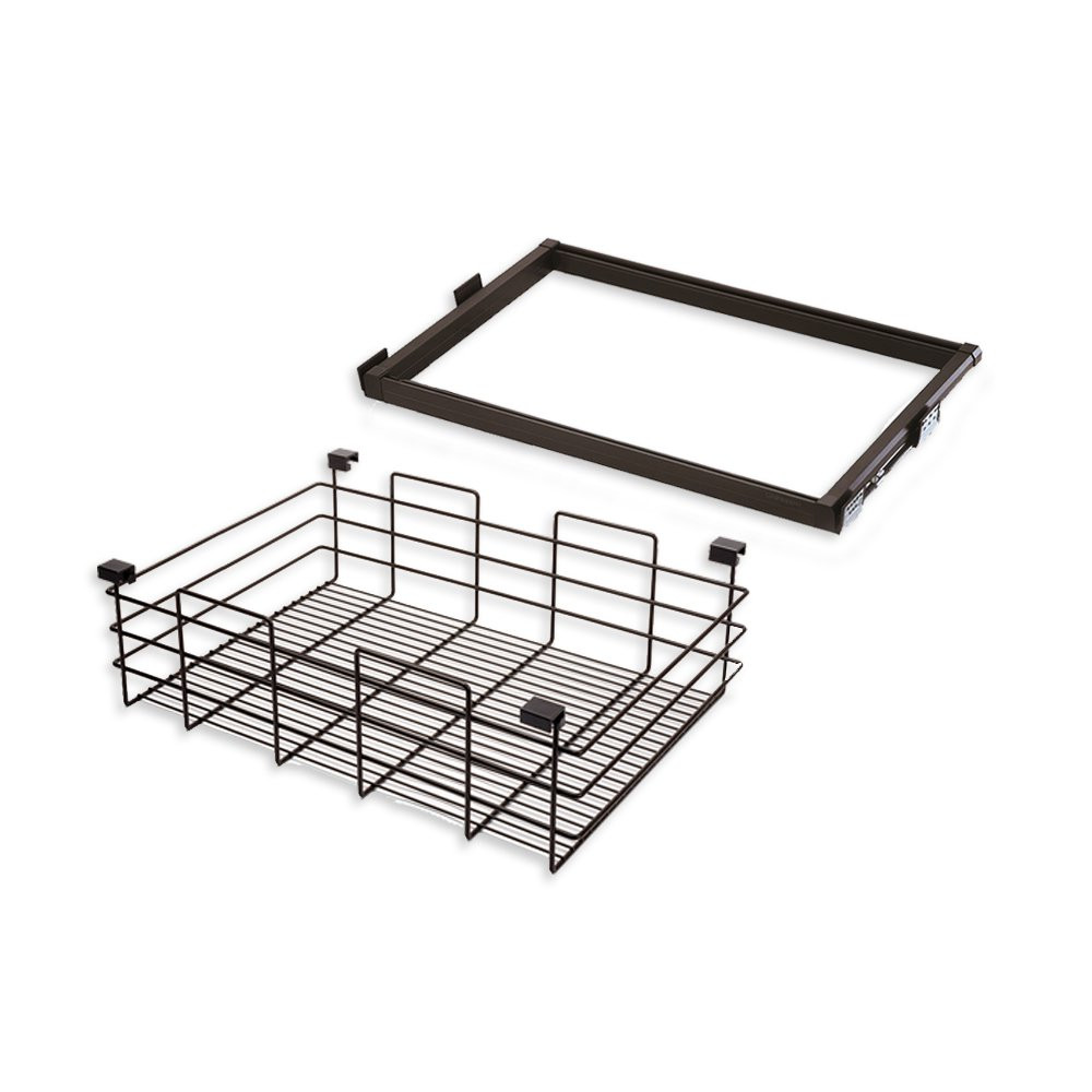 Kit de coulisses et panier métallique Moka pour module 600 mm finition couleur moka