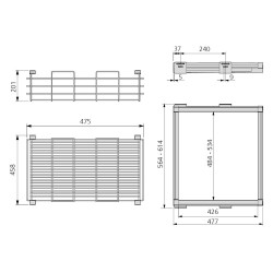 Kit de coulisses et panier métallique Moka pour module 600 mm finition couleur moka - EMUCA