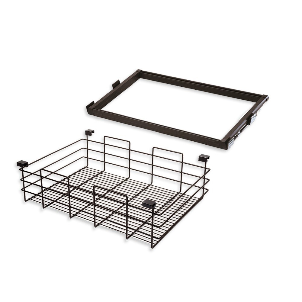 Kit de coulisses et panier métallique Moka pour module 800 mm finition couleur moka