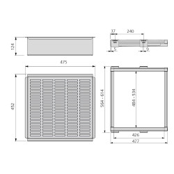 Kit de coulisses et panier métallique Moka pour module 600 mm finition couleur moka - EMUCA