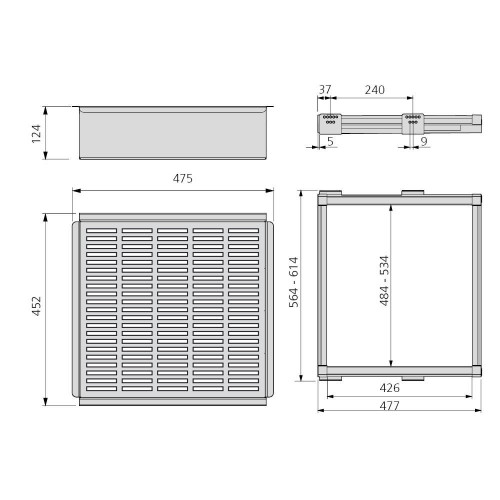 Kit de coulisses et panier métallique Moka pour module 600 mm finition couleur moka - EMUCA