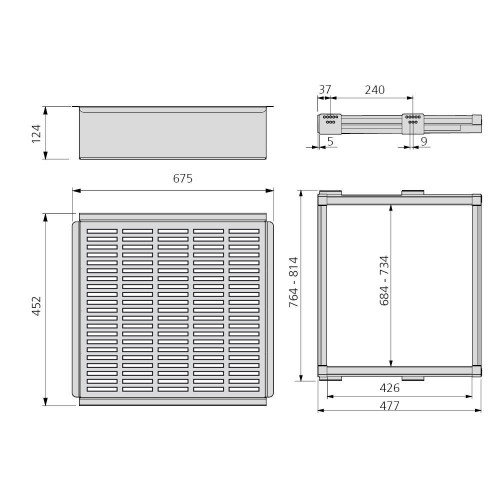 Kit de coulisses et panier métallique Moka pour module 800 mm finition couleur moka - EMUCA