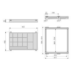 Kit de coulisses et tiroir organisateur Moka pour module 600 mm finition couleur moka - EMUCA