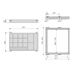 Kit de coulisses et tiroir organisateur Moka pour module 800 mm finition couleur moka - EMUCA