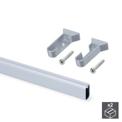 Kit de 2 barres de penderie 30 x 15 mm en aluminium longueur 950 mm et supports Silk pour armoire de marque EMUCA, référence: B4914700