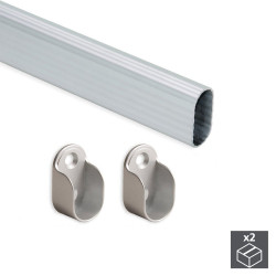 Kit de 2 tubes de penderie 30 x 15 mm en aluminium longueur 950 mm et supports pour armoire de marque EMUCA, référence: B4914900