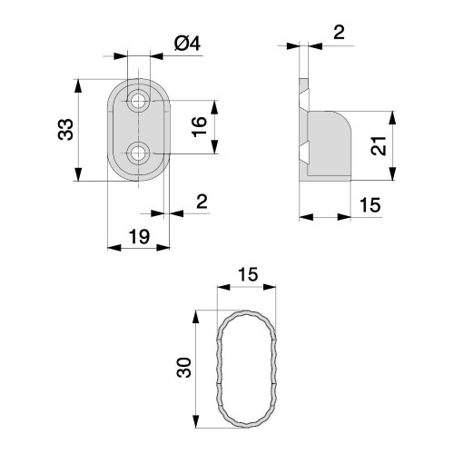 Kit de 2 tubes de penderie 30 x 15 mm en aluminium longueur 950 mm et supports pour armoire - EMUCA