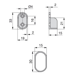 Kit de 2 tubes ovales 30 x 15mm en acier longueur 950 mm et supports pour armoire - EMUCA