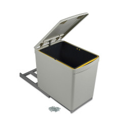 Poubelle de recyclage à fixation inférieure et extraction manuelle avec 1 conteneur de 16 litres et couvercle automatique de marque EMUCA, référence: B4917700