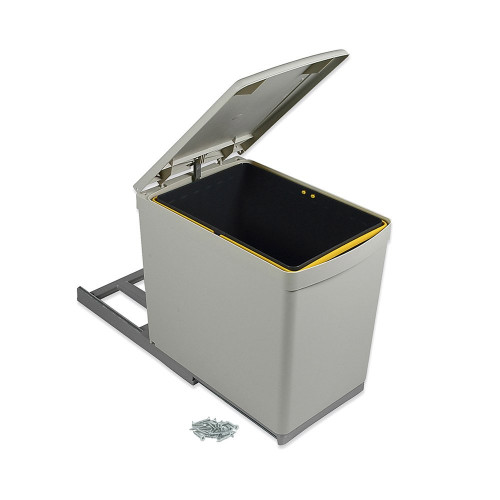 Poubelle de recyclage à fixation inférieure et extraction manuelle avec 1 conteneur de 16 litres et couvercle automatique - EMUCA