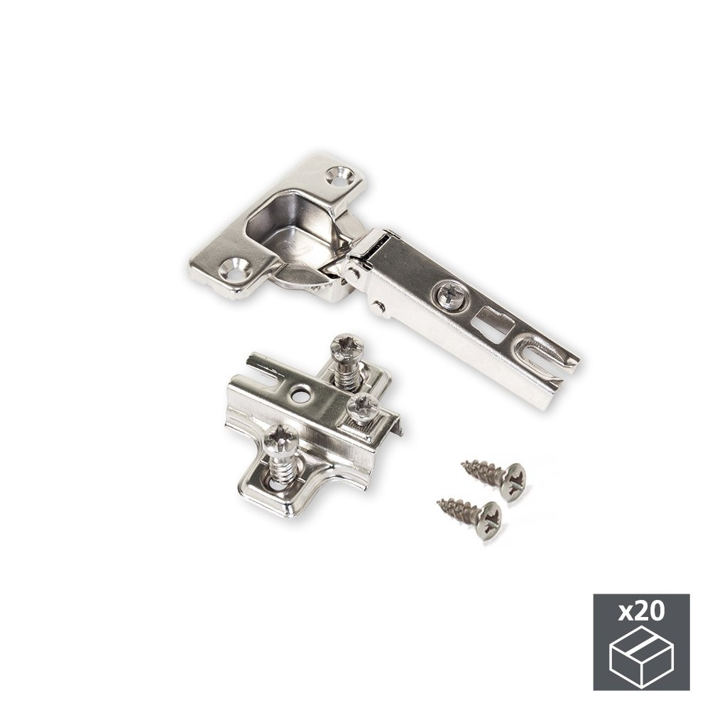 Lot de 20 charnières droites X95 à ouverture 110º et embases Euro