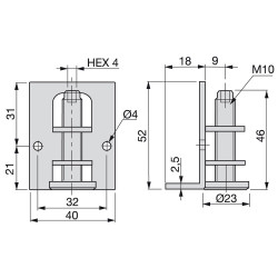 Lot de 10 kits de vérins M10 pour meubles - EMUCA