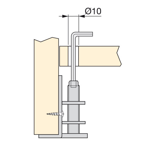 Lot de 10 kits de vérins M10 pour meubles - EMUCA