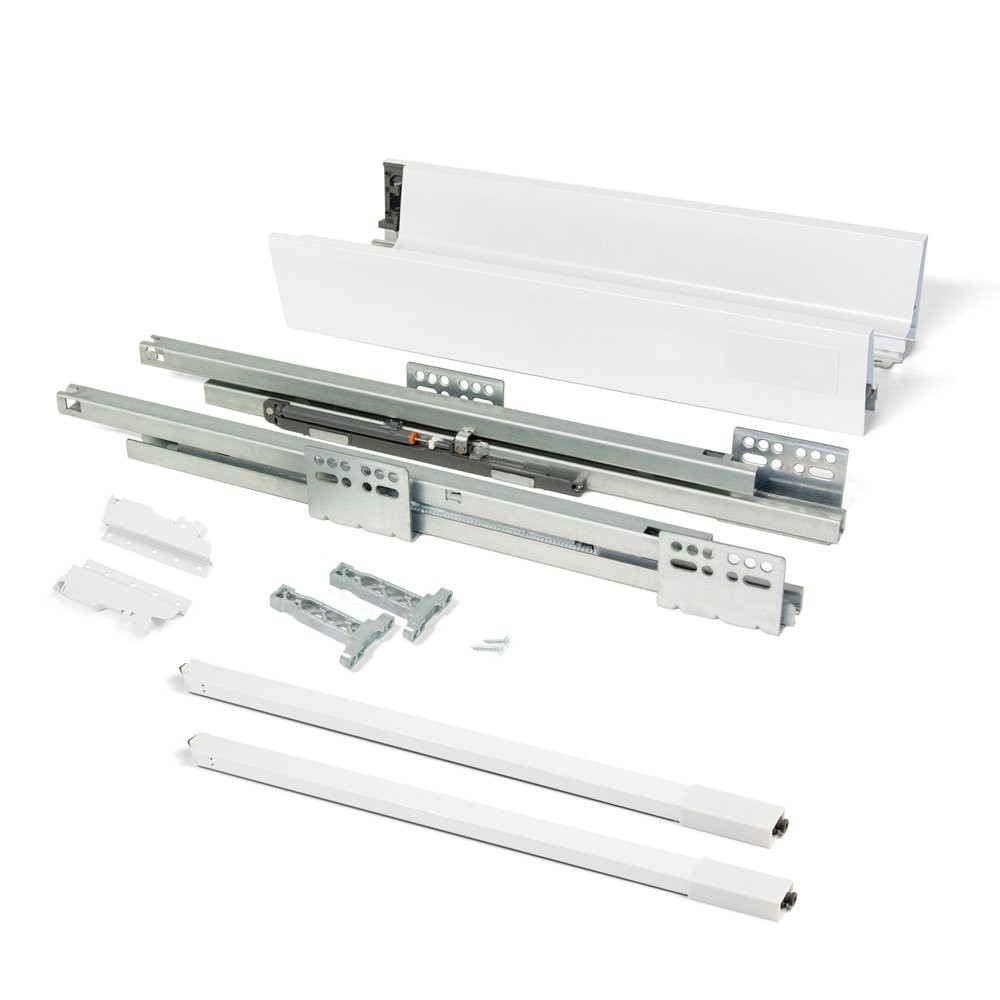 Kit de tiroir Vantage-Q hauteur 141 mm et profondeur 500 mm avec tringles finition blanc