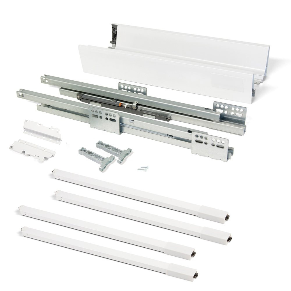 Kit de tiroir Vantage-Q hauteur 204 mm et profondeur 350 mm avec tringles finition blanc