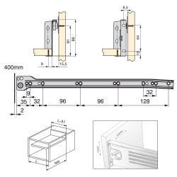 Lot de 10 kits de tiroir Ultrabox hauteur 86 mm et profondeur 400 mm finition gris métallisé - EMUCA