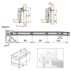 Lot de 10 kits de tiroir Ultrabox hauteur 118 mm et profondeur 400 mm finition gris métallisé - EMUCA