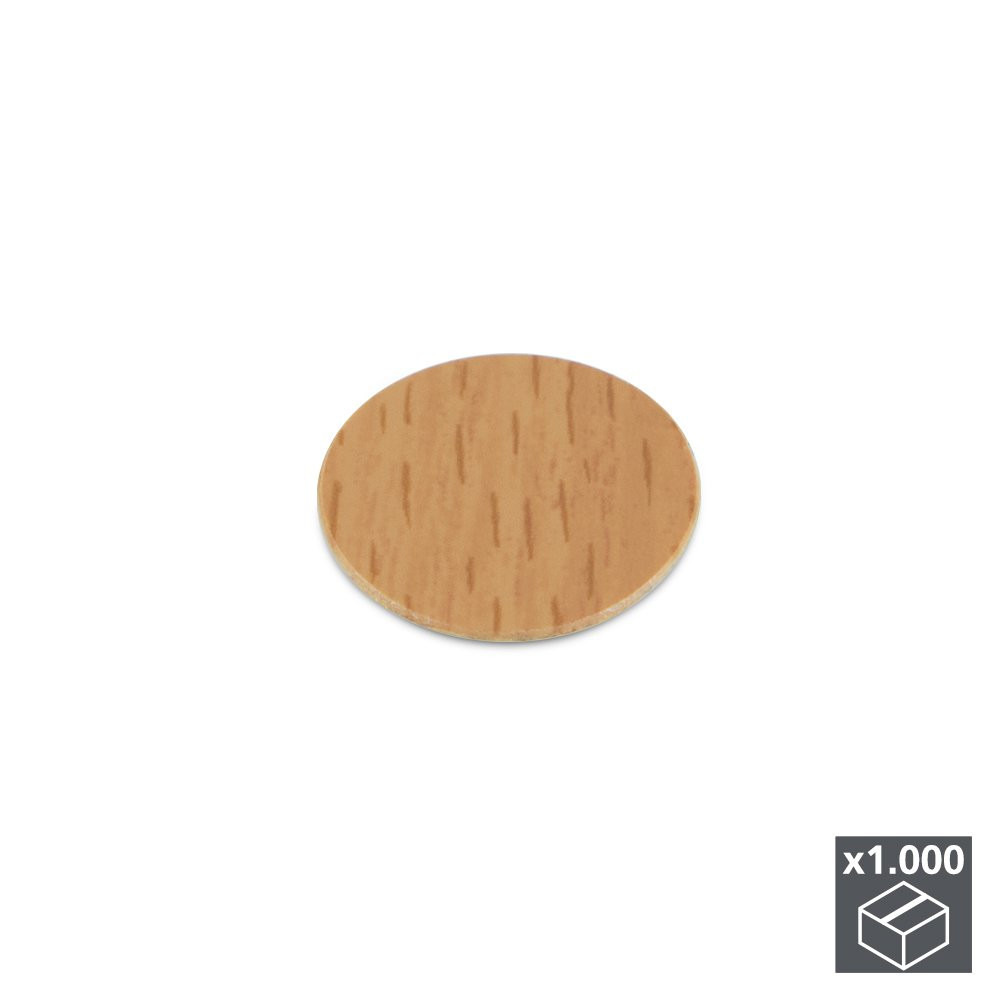 Lot de 1.000 pastilles adhésives D. 13 mm finition hêtre