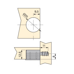 Lots de 20 kits de ferrures d'assemblage Fix D. 20 x 12,5 mm et goujons D. 6 x 11 mm - EMUCA