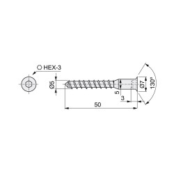 Lot de 500 vis fixation directe  D. 5 x 50 mm tête Allen - EMUCA