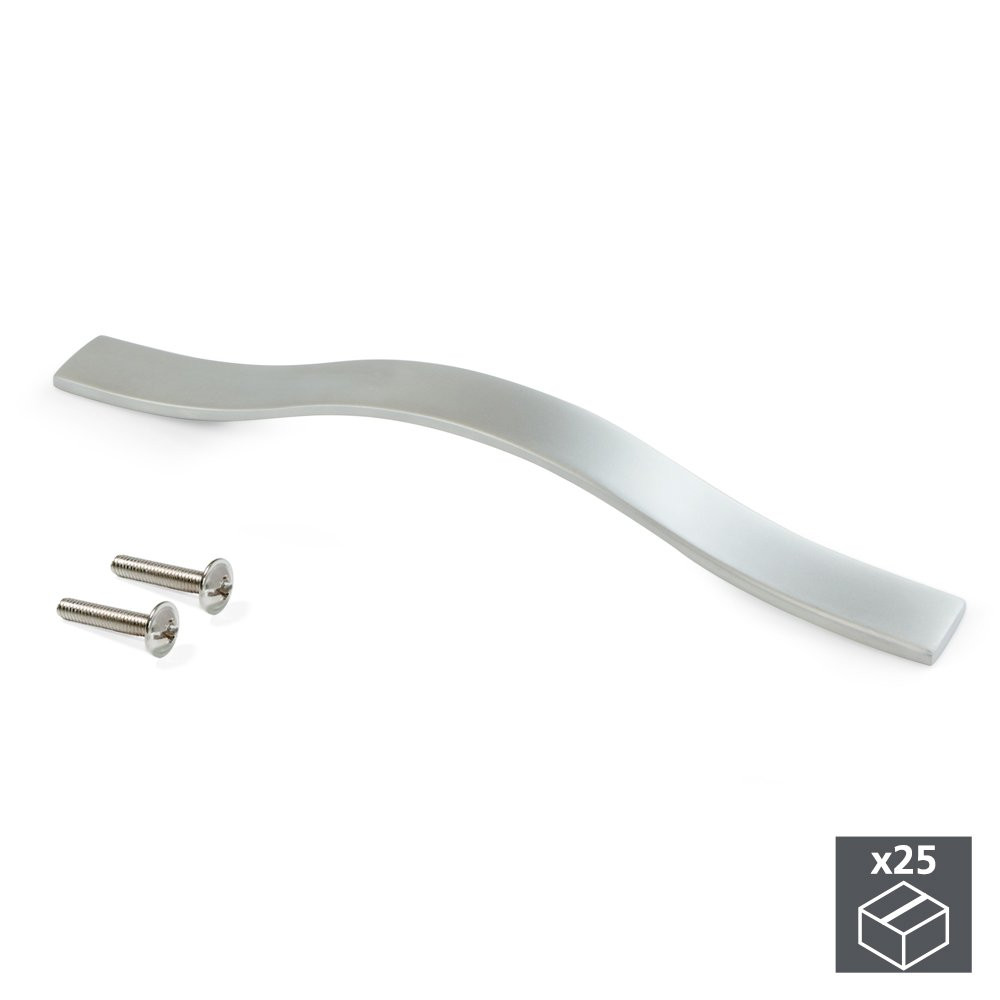 Lot de 25 poignées Shanghai en zamak finition chromée mate avec entraxe 128 mm