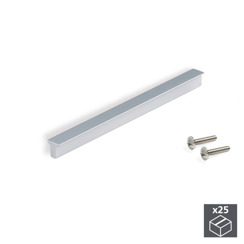 Lot de 25 poignées Dublin en aluminium finition anodisé mat avec entraxe 128 mm - EMUCA