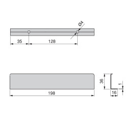 Lot de 25 poignées Setubal en aluminium finition anodisé mat avec entraxe 32 mm - EMUCA