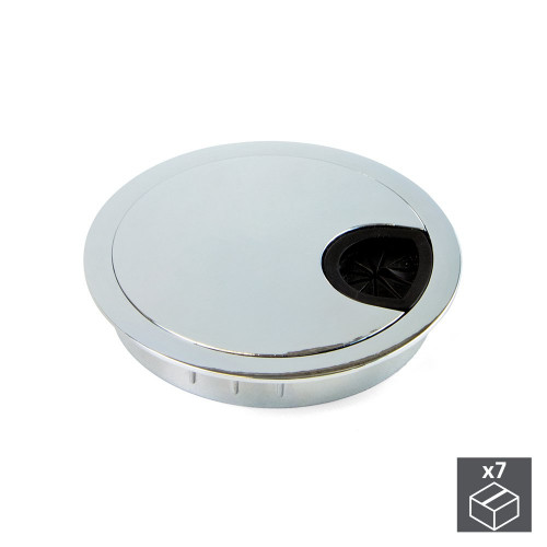 Lot de 7 passe-câbles Circum D. 80 mm à encastrer en zamak finition chromé - EMUCA