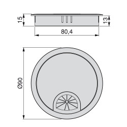 Lot de 7 passe-câbles Circum D. 80 mm à encastrer en zamak finition chromé - EMUCA