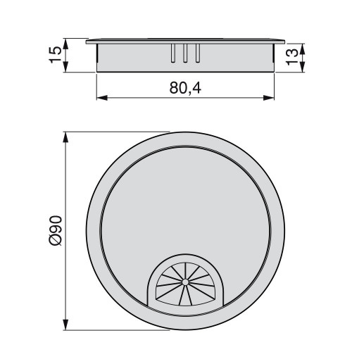 Lot de 7 passe-câbles Circum D. 80 mm à encastrer en zamak finition chromé - EMUCA