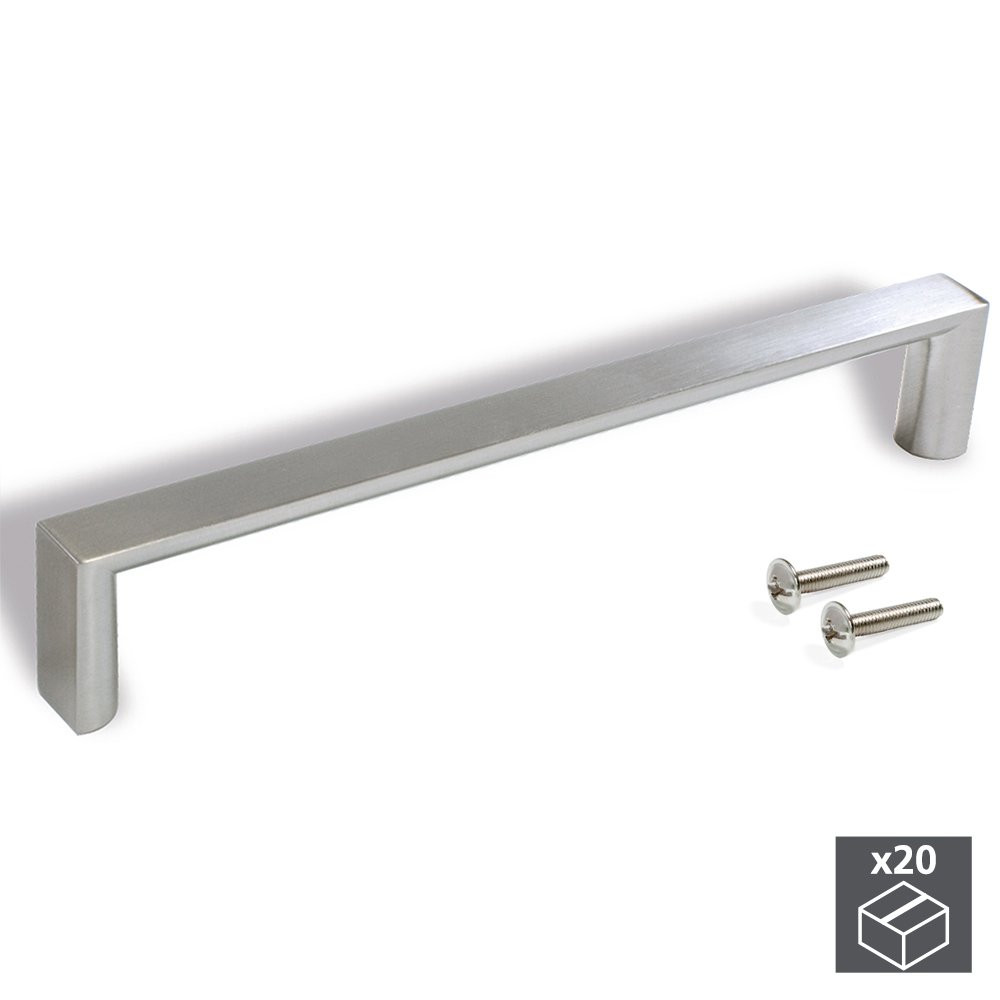 Lot de 20 poignées Fuji en zamak finition nickel satiné avec entraxe 160 mm