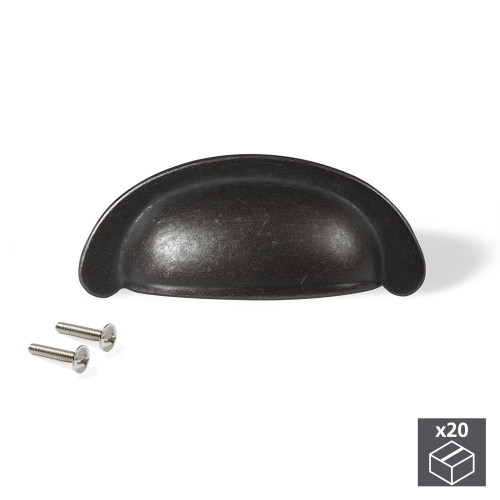 Lot de 20 poignées Marrakech en zamak finition noir avec entraxe 64 mm - EMUCA