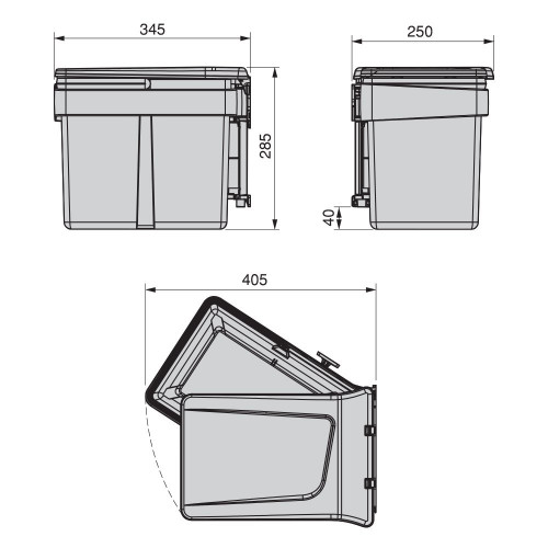 Poubelle de recyclage Recycle pour fixation sur porte et conteneur de 15L - EMUCA