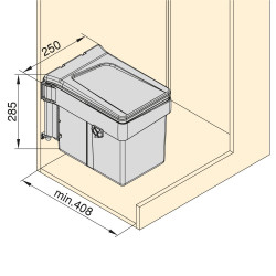 Poubelle de recyclage Recycle pour fixation sur porte et conteneur de 15L - EMUCA