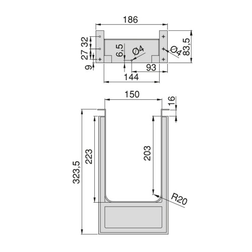 Lot de 6 sous-évier rectangulair pour tiroir de salle de bain blanc - EMUCA