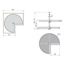 Jeu de plateaux Shelvo 3/4 pour module 800 mm en plastique blanc - EMUCA