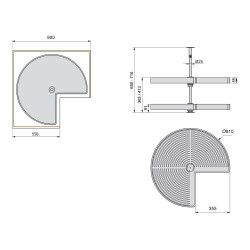 Jeu de plateaux Shelvo 3/4 pour module 900 mm en plastique blanc - EMUCA