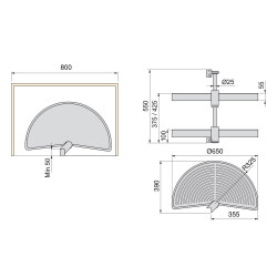 Jeu de plateaux Shelvo 1/2 lune pour module 800 mm en plastique blanc - EMUCA