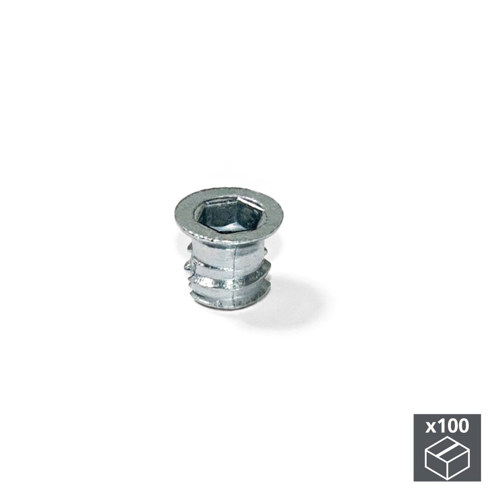 Lot de 100 écrous pour perçages fraisés M8 en zamak zingué