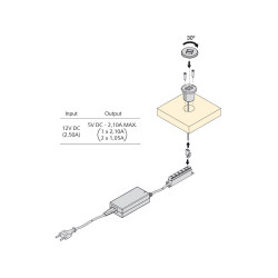 Connecteur rond Plugy avec 2 ports USB pour encastrer au meuble en couleur peinte aluminium - EMUCA