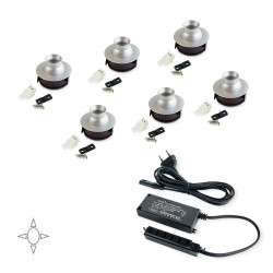 Kit de 6 spots LED orientables Polaris avec convertisseur de 15W - EMUCA