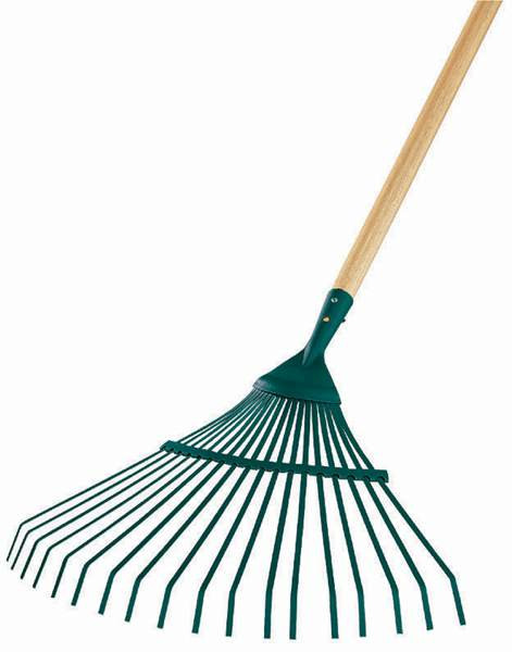 Balai à gazon fil plat manche bois 44 cm